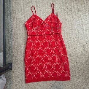 NWT Superdown Kenzie Lace Mini Dress in Red Sz XL
